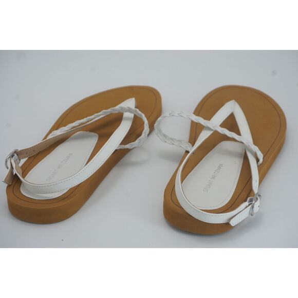 Stuart Weitzman White Contempo Braided Leather Thong Strap Sandals SZ 6 New $250 - Picture 6 of 10